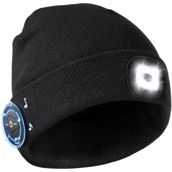 Bluetooth Beanie Hat, Unisex Upgraded Led Beanie Hat with Wireless Headphone